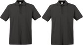 2-Pack maat M donkergrijs polo shirt premium van katoen voor heren - Polo t-shirts voor heren