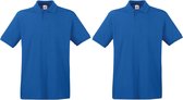 2-Pack maat S blauw polo shirt premium van katoen voor heren - Polo t-shirts voor heren