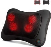 MassageKussen - Zinaps Shiatsu Massagekussen voor nekschouder Terug met warmte-functie en 3D-roterende massagekoppen voor auto kantoor Home Zwart (WK 02128)