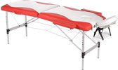 Massagetafel - Zinaps Professionele massagetafel 2 Zones aluminium opvouwbare en in hoogte verstelbaar wit / rood met beschermhoes (WK 02128)