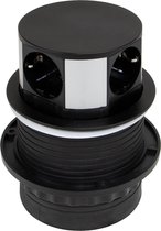 Emuca Vertikal Push100 multi connector, 3 stekkers en 2 USB, inbouw, met push, met Schuko-contacten, Staal en Kunststof, zwart