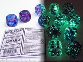 Chessex Nebula Nacht/blauw Luminary D6 16mm Dobbelsteen Set (12 stuks)