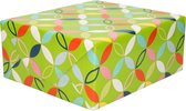 1x Inpakpapier/cadeaupapier groen met bloem figuren motief 200 x 70 cm rol - 200 x 70 cm - kadopapier / inpakpapier