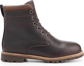 Travelin' Steinkjer Leren Dames Veterschoenen - Wol gevoerde boots - VIBRAM zool - Donkerbruin Leer - Maat 38