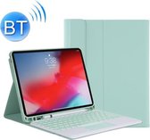YT098B-A Afneembaar Snoepkleur Huidtextuur Rond Keycap Bluetooth-toetsenbord Leren tas met aanraakbediening & pen Slot & standaard voor iPad Air 4 10,9 inch (2020) (lichtgroen)