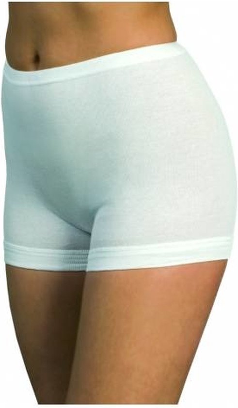 Taille directior - dames short 148 katoenen boord - Senioren ondergoed - Vrouwen boxershort korte pijpjes - Zachte boorden - 50 - Wit