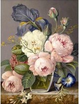 Peinture au Diamond - Bouquet de fleurs peintes colorées - Fabriqué aux Nederland - 40 x 60 cm - toile - pierres carrées + stylo de luxe gratuit d'une valeur de 12,99