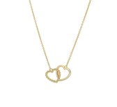 YO&NO - Ketting - Goud - Anker -  Hartjes -  1,1 mm -  40 - 42 - 44 cm - Sieraden vrouw - 14k - 585 goud