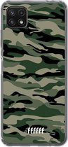 6F hoesje - geschikt voor Samsung Galaxy A22 5G -  Transparant TPU Case - Woodland Camouflage #ffffff
