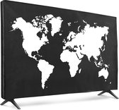 kwmobile hoes voor 55" TV - Beschermhoes voor televisie - Schermafdekking voor TV in wit / zwart - Wereldkaart design