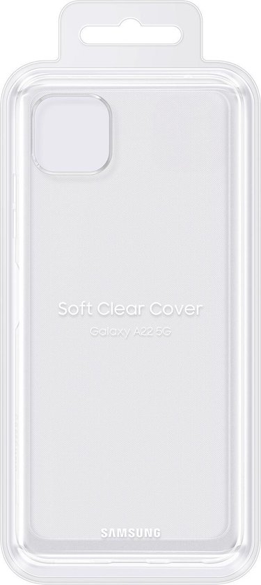 Transparant hoesje voor Samsung Galaxy A22 5G in verpakking.