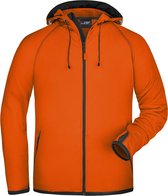 Oranje heren fleece jasje met capuchon XL