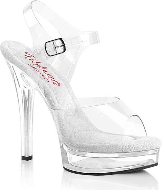 Fabulicious Ankle Strap Sandal -37 Chaussures- MAJESTY-508 US 7 Transparent/ Wit