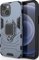 Apple iPhone 13 Mini Hoesje - Mobigear - Armor Ring Serie - Hard Kunststof Backcover - Blauw - Hoesje Geschikt Voor Apple iPhone 13 Mini
