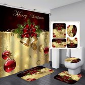 TBG™-WC-matten-Vrolijk Kerstfeest Bells Knoop Douchegordijn Set -3Pcs Bathroom Mat Set