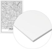 Panorama Kaart Milan Geprint Op 250gr Papier. Canvas En Witte Dibond Aluminium - Woonkamer Decoratie Foto "Framed" 35x50 cm Framed table