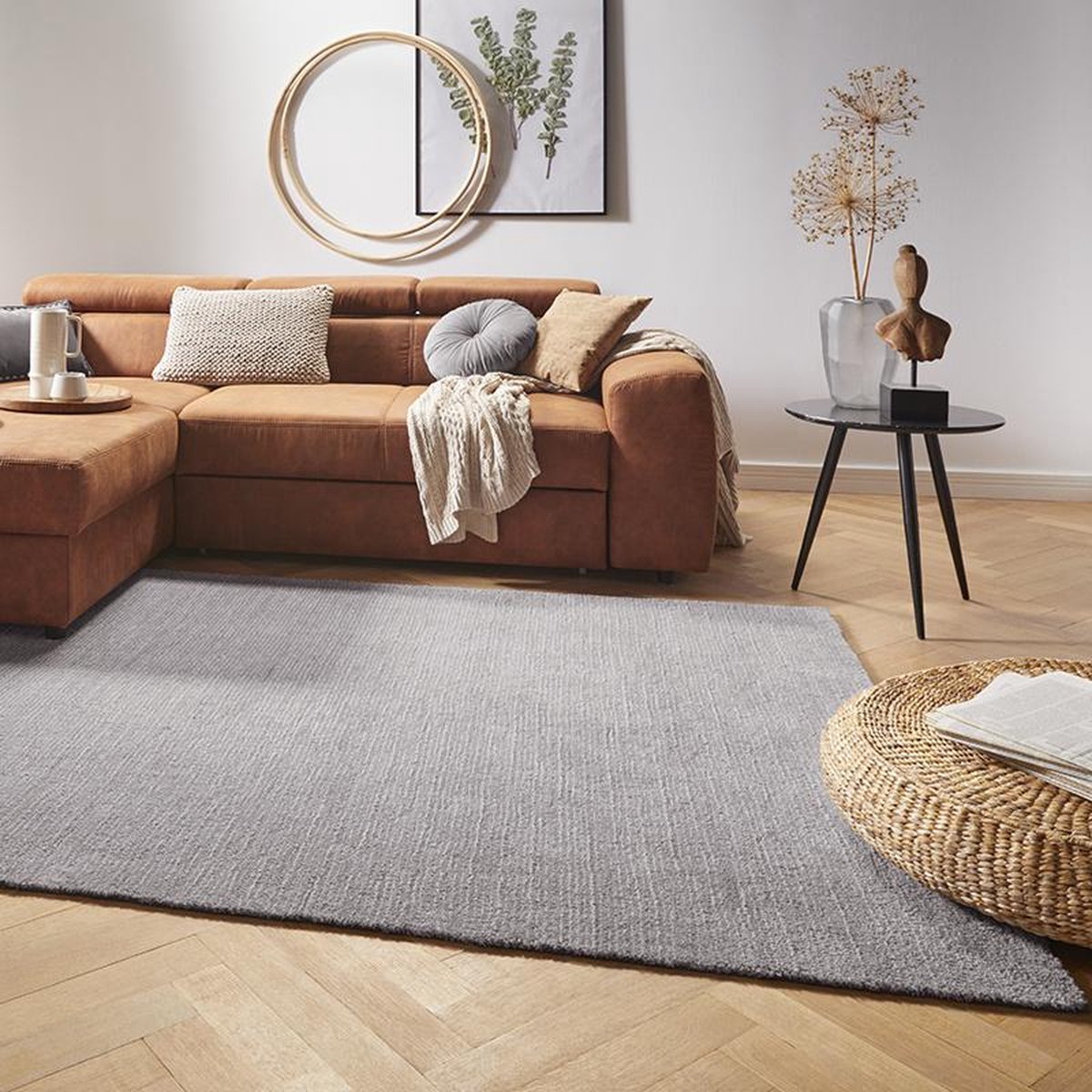 Effen vloerkleed Supersoft - lichtgrijs 120x170 cm