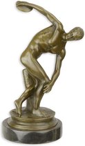 beeld - beeld van de thinker op een rots - bronze - 22 cm hoog