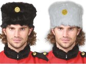 2x stuks zwarte russische Kozakken verkleed bontmuts voor volwassenen - Carnaval verkleed hoeden/mutsen