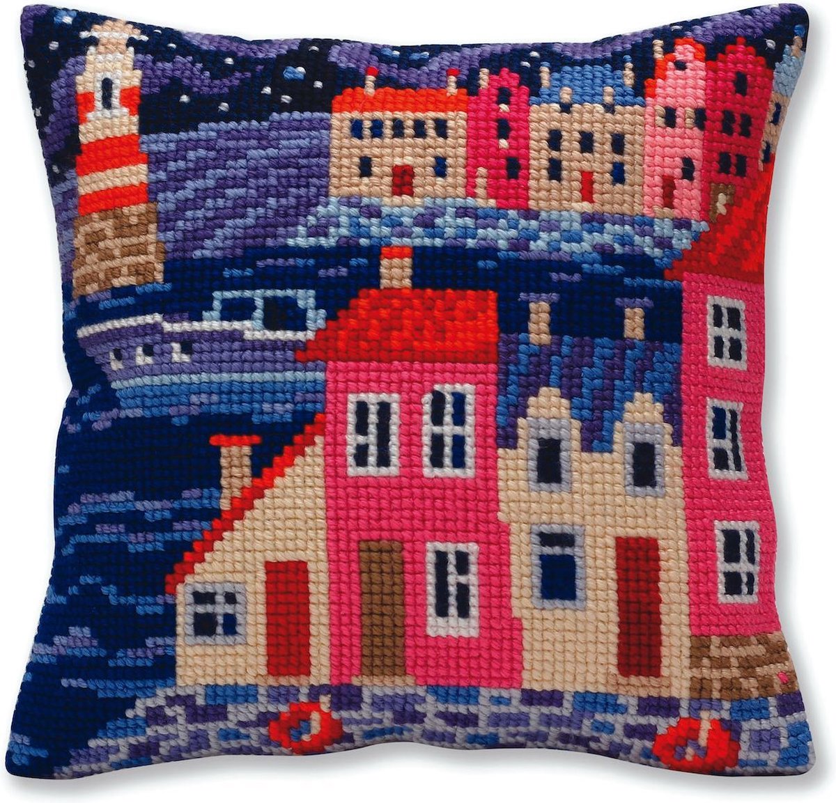 Kussen borduurpakket Night harbor - Collection d'Art