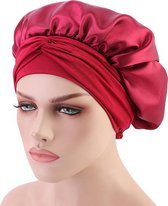 Slaapmuts – Tulband – Headwrap – Hoofdband – Bonnet – Slaap cap – Nachtmuts – Satijn bonnet – Satijn – Haarverzorging – Luxe slaapmuts – Rood