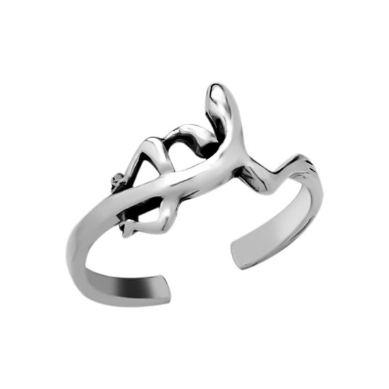 Teenringen | Zilveren teenring band met detail