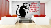 Banksy Graffiti Rat Concrete Wall Photo Wallcovering
