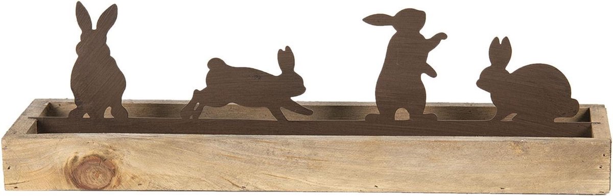 Clayre & Eef Decoratie Konijn 36*10*10 cm Bruin Metaal Decoratief Figuur Paashaas Woonaccessoires