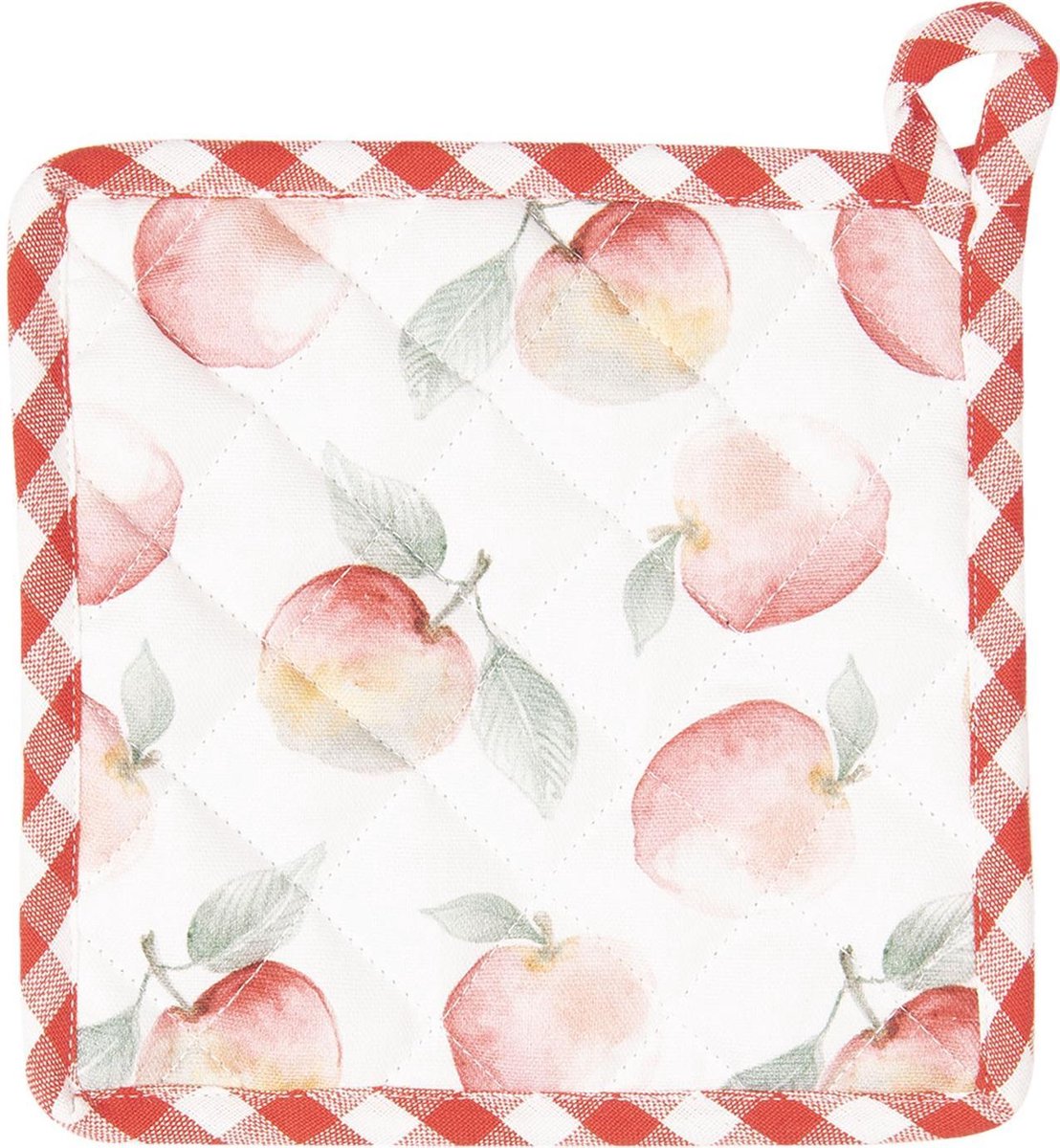Clayre & Eef Pannenlap 20x20 cm Rood Groen Katoen Appel