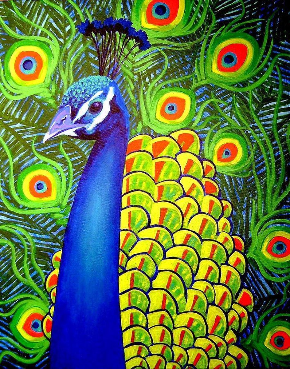 Diamond painting - Elegante kleurrijke pauw - 40x30cm