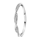 Lucardi Dames Ring gedraaid glad met zirkonia - Ring - Cadeau - Moederdag - Echt Zilver - Zilverkleurig