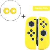 Siliconen Beschermhoes + Thumb Grips voor Nintendo Switch Joy-Con Controllers - Softcover Hoes / Case / Skin - Star Geel