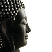 Schilderij - Boeddha profiel ,Zwart wit , 3 maten , Premium Print