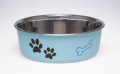 Loving Pets Bella Honden Voerbak & Drinkbak - met Antislip en Antibacteriële RVS binnenzijde - Kleur: Murano Blue, Maat: Medium - 750ml