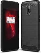 Geborstelde TPU Cover - OnePlus 6T - Zwart