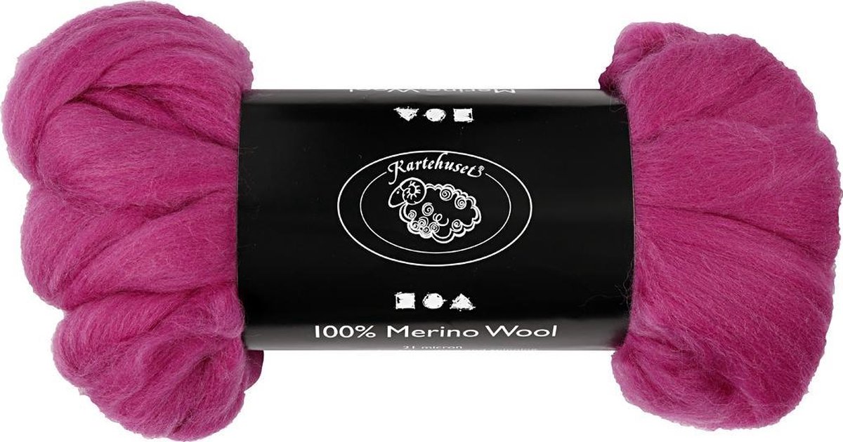 Merino wol, 21 micron, violet-red, 100 gr - Creotime