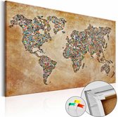 Afbeelding op kurk - Briefkaarten uit de Wereld, Wereldkaart, Bruin,  1luik
