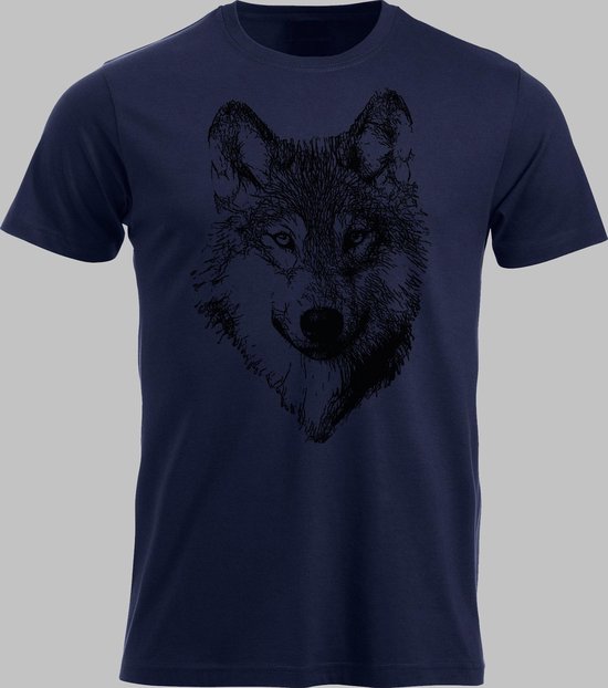 T-shirt M De wolf is terug - Darknavy - M - M Sportshirt | bol.com