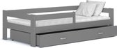 Houten kinderbed - geheel grijs -190x80cm - met matras