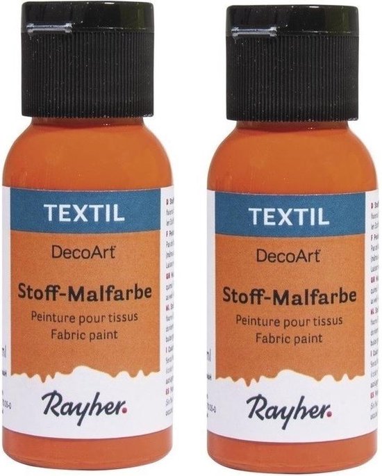 Konijn erectie definitief 2x Oranje textielverf flacons 34 ml - Acryl stoffen verf | bol.com