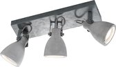LED Plafondspot - Trion Conry - GU10 Fitting - 3-lichts - Rechthoek - Mat Grijs Beton Look - Aluminium - BSE