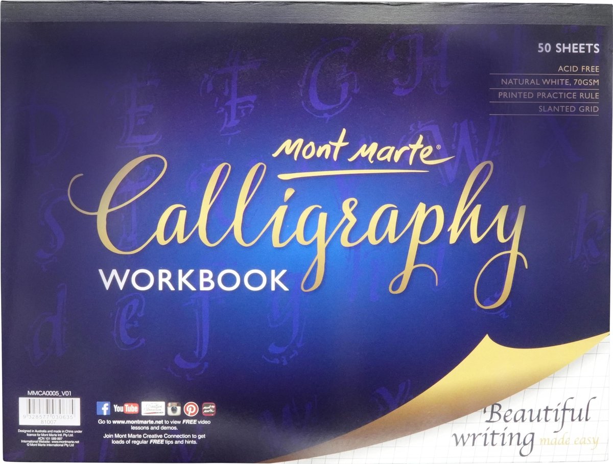 Mont Marte® Calligrafeer Werkboek - 23x30 cm - 50 vellen - Mont Marte