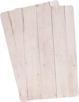 2x Placemat beige hout print 44 cm - Placemats/onderleggers tafeldecoratie - Tafel dekken