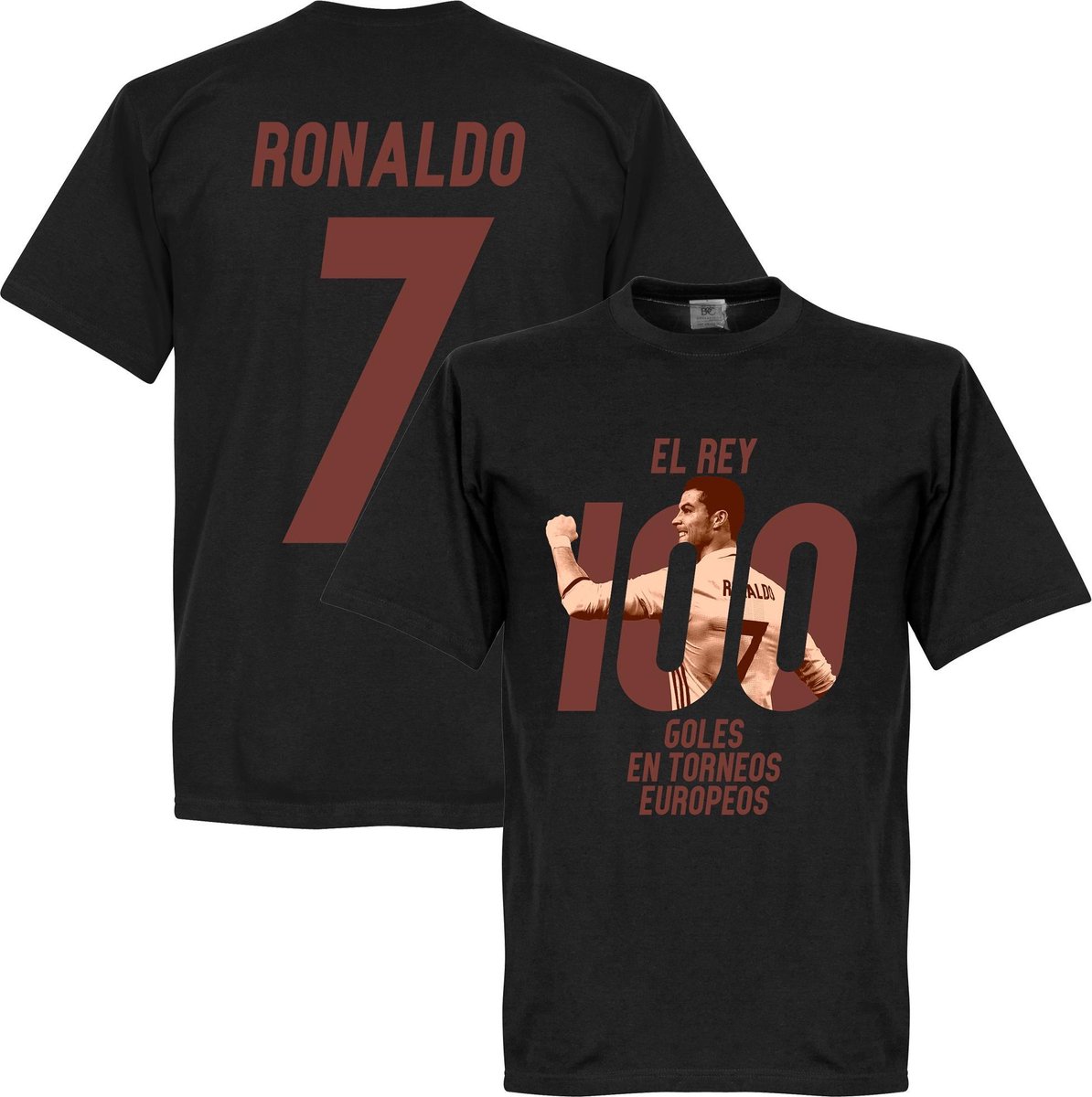 Ronaldo 100 Goals El Rey T-Shirt - Zwart - S