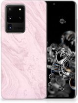 Geschikt voor Samsung Galaxy S20 Ultra TPU Siliconen Hoesje Marble Roze