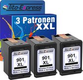 Set van 3x gerecyclede inkt cartridges voor HP 901XL Black