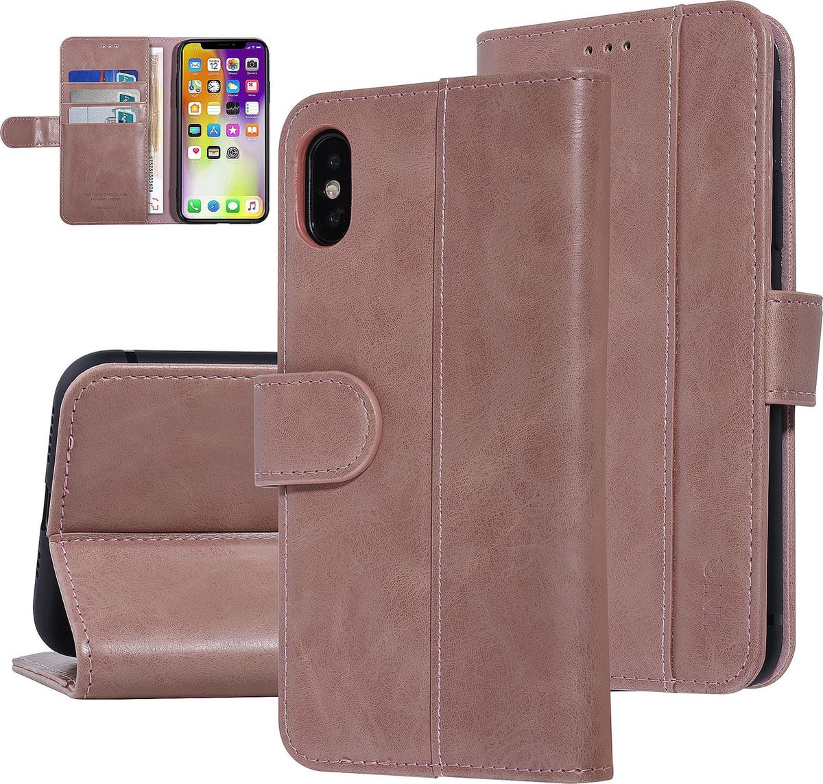 UNIQ Accessory Roze hoesje iPhone X-Xs - Book Case - Zachte huid