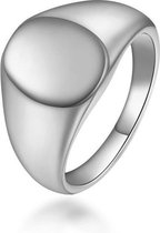 Zegelring Ovaal - Zilver Kleurig - 18 - 20mm - Ringen Mannen - Zegelring Dames - Ring Heren - Ringen Vrouwen - Valentijnsdag voor Mannen - Valentijn Cadeautje voor Hem - Valentijn