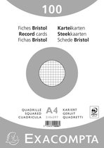 10x Pak 100 steekkaarten bristol in folie - geruit 5x5 niet geperforeerd 210x297mm, Wit