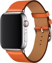 Leren bandje compatibel met Apple Watch 49/45/44/42 mm, Oranjerood/Oranje, Simple Tour Uptown